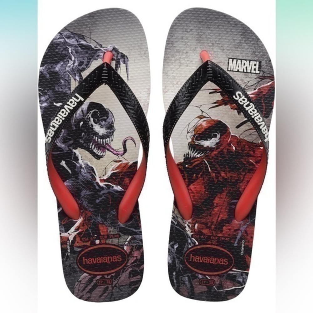 Havaianas Flip Flop - Top Marvel - Ruby Red/Black BNWT size 9/10 men